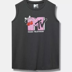 Torrid MTV Cherries Cotton Roll Cuff Tank